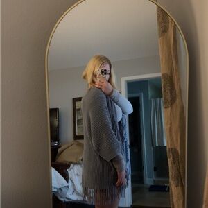 Gray Fringe Women Sweater